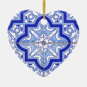 Portuguese Tile Blue and White Ceramic Tree Decoration