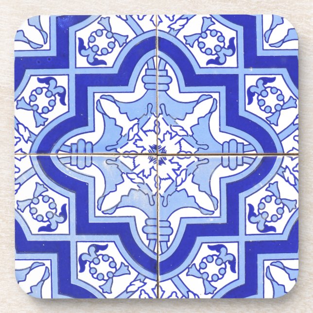Portuguese Tile Blue and White Coaster (Front)