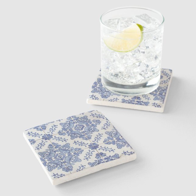 Portuguese Tile Marble Stone Coaster (Side)