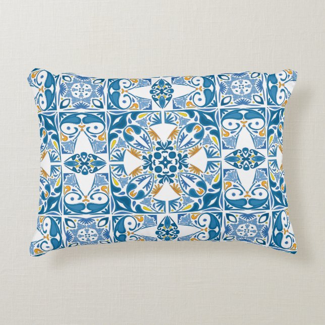 Portuguese Tile Pattern Decorative Cushion (Front)