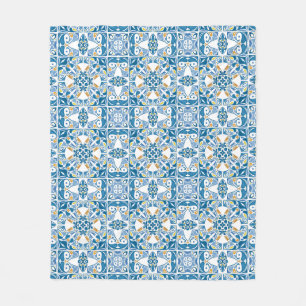 Portuguese Tile Pattern Fleece Blanket