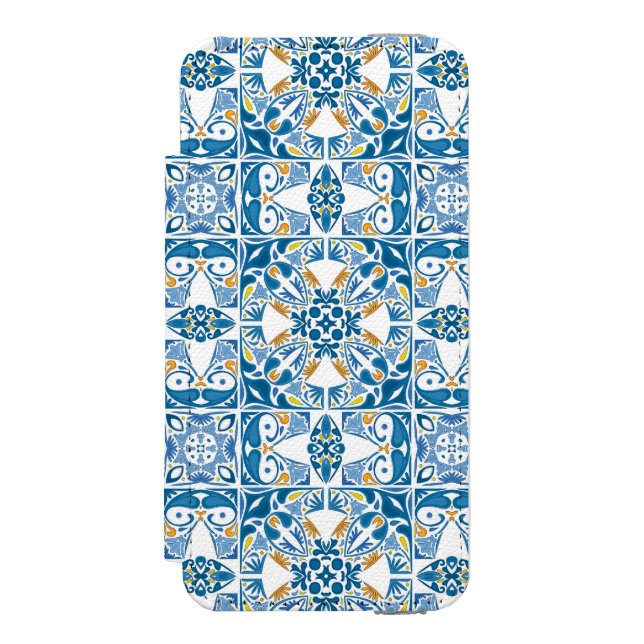 Portuguese Tile Pattern Incipio iPhone Wallet Case (Folio Front)