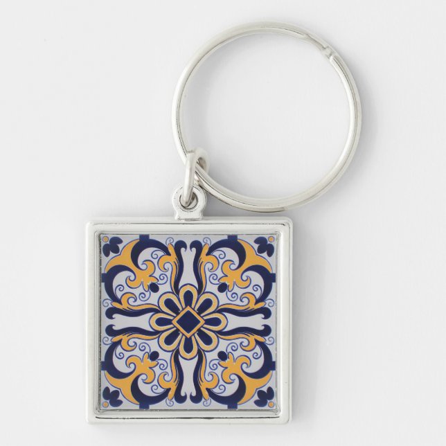 Portuguese tile pattern key ring (Front)