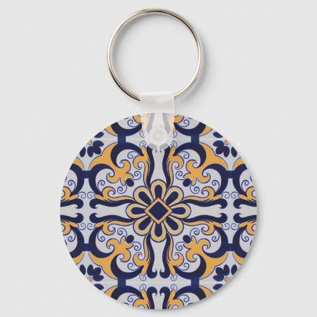 Portuguese tile pattern key ring (Front)