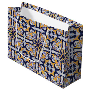 Portuguese tile pattern large gift bag