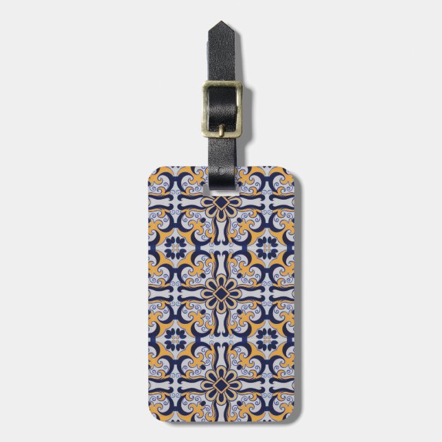 Portuguese tile pattern luggage tag (Front Vertical)