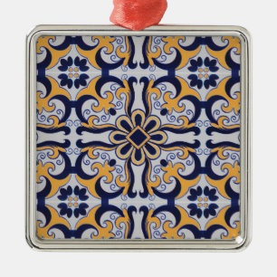 Portuguese tile pattern metal tree decoration