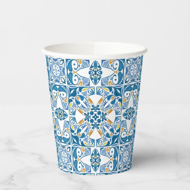 Portuguese Tile Pattern Paper Cups (Left)