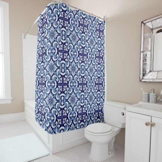 portuguese tile shower curtain
