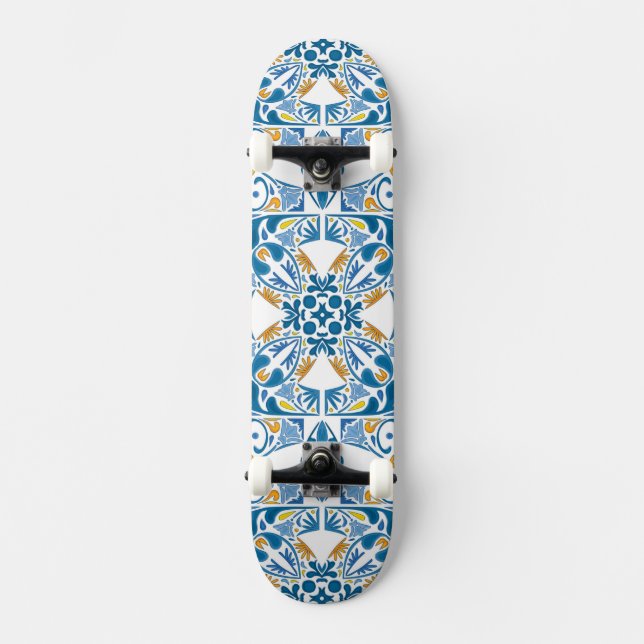 Portuguese Tile Pattern Skateboard (Front)