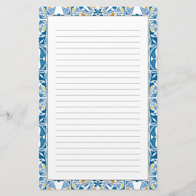 Portuguese Tile Pattern Stationery (Front)