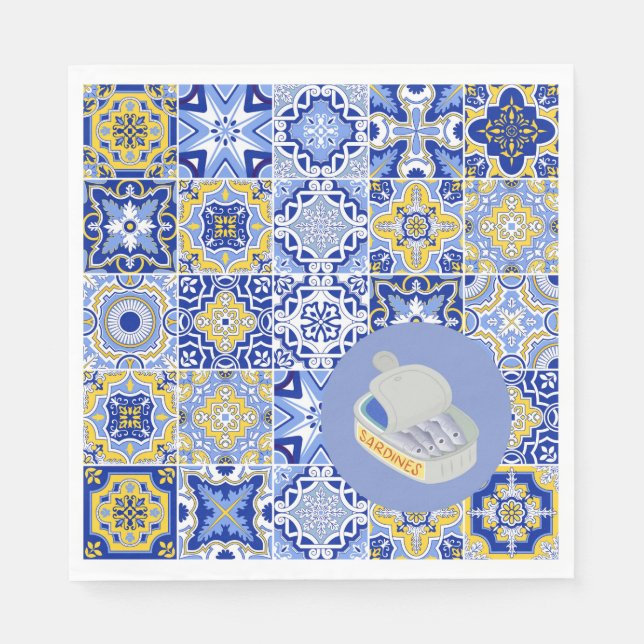  Portuguese Tiles and Sardines Napkin (Front)