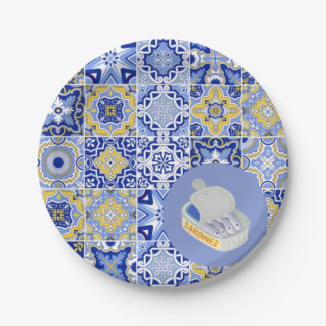 Portuguese Tiles and Sardines Paper Plate (Front)