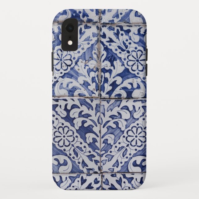 Portuguese Tiles - Azulejo Blue and White Floral Case-Mate iPhone Case (Back)