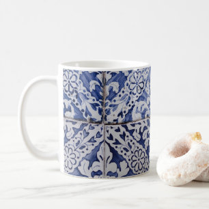 Portuguese Tiles - Azulejo Blue and White Floral Coffee Mug