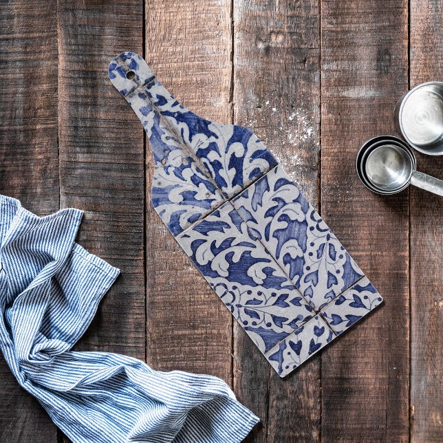 Portuguese Tiles - Azulejo Blue and White Floral Cutting Board (Creator Uploaded)