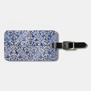 Portuguese Tiles - Azulejo Blue and White Floral Luggage Tag