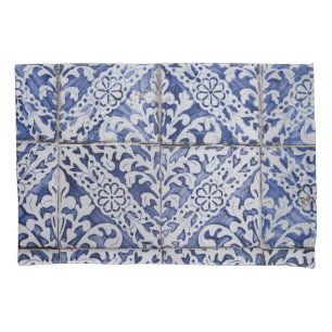 Portuguese Tiles - Azulejo Blue and White Floral Pillowcase