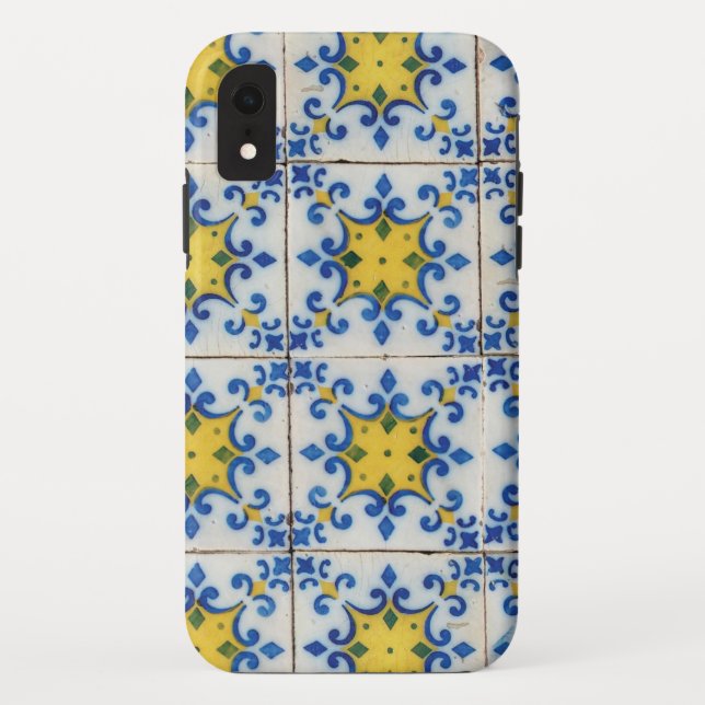 Portuguese Tiles - Azulejo Blue and Yellow Pattern Case-Mate iPhone Case (Back)