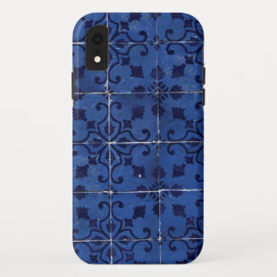 Portuguese Tiles - Azulejo Blue Floral Leaf Design iPhone XR Case