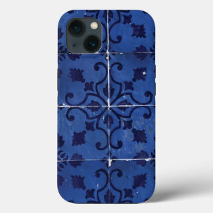 Portuguese Tiles - Azulejo Blue Floral Leaf Design iPhone 13 Case