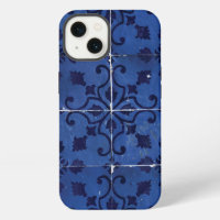 Portuguese Tiles - Azulejo Blue Floral Leaf Design