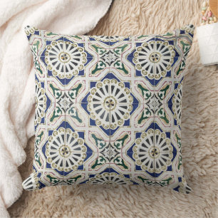 Portuguese Tiles - Azulejo Colourful Geometric Cushion
