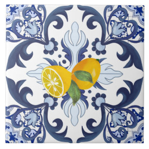 Portuguese tiles,azulejo,lemons,citrus  tile