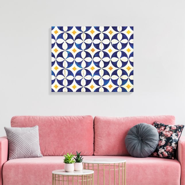 Portuguese Tiles - Azulejo Pattern Design Canvas Print (Insitu(LivingRoom))