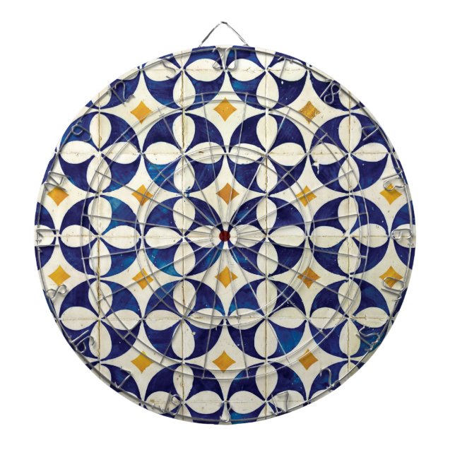 Portuguese Tiles - Azulejo Pattern Design Dartboard (Front)