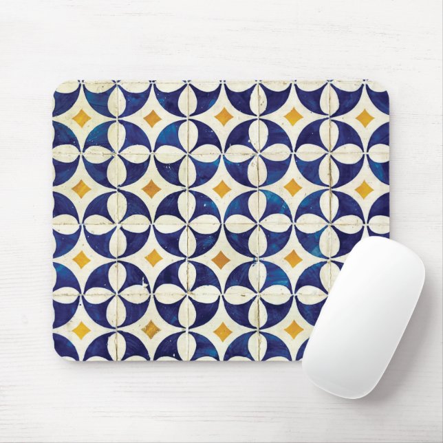 Portuguese Tiles - Azulejo Pattern Design Mouse Mat (With Mouse)