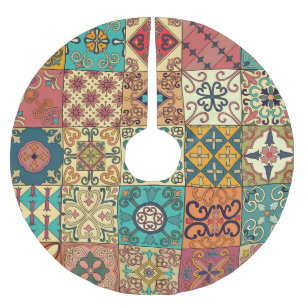 Portuguese tiles: Azulejo style seamless pattern. Brushed Polyester Tree Skirt