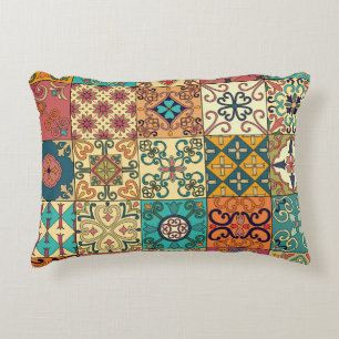 Portuguese tiles: Azulejo style seamless pattern. Decorative Cushion