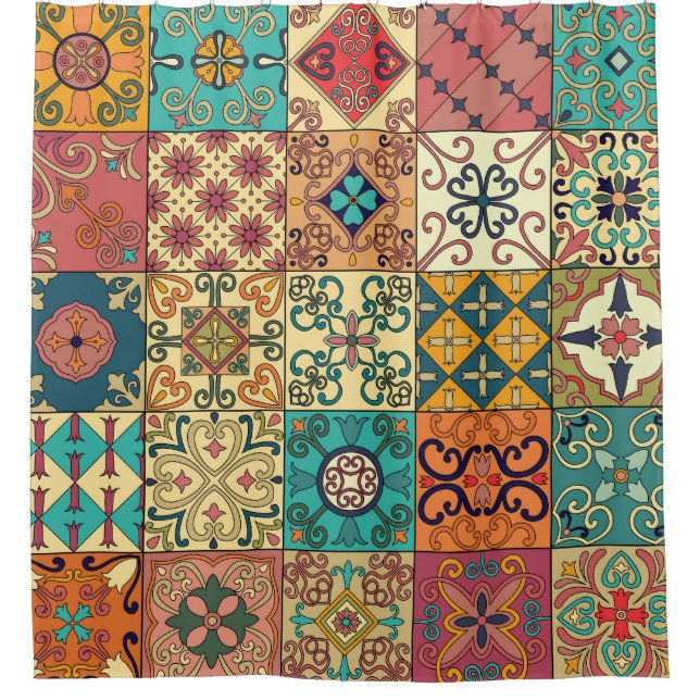 Portuguese tiles: Azulejo style seamless pattern. Shower Curtain (Front)