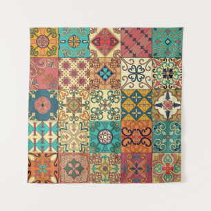 Portuguese tiles: Azulejo style seamless pattern. Tapestry