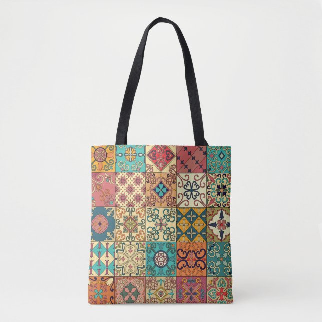 Portuguese tiles: Azulejo style seamless pattern. Tote Bag (Front)