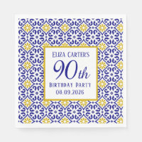 Portuguese Tiles Blue 90th Birthday Mediterranean 
