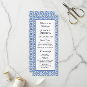 Portuguese tiles Blue Elegant Destination Wedding Programme