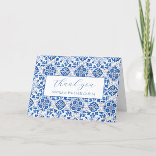 Portuguese Tiles Blue Floral Wedding Thank you 