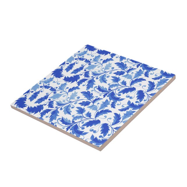 Portuguese tiles Blue flowers and leaves (Side)