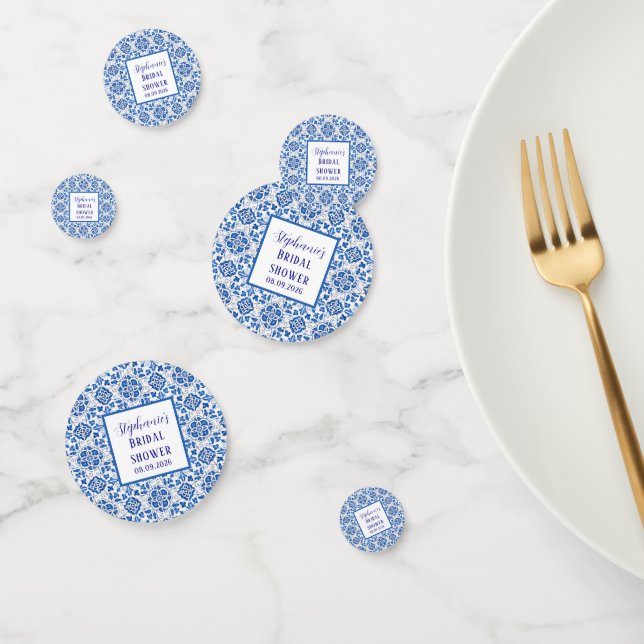 Portuguese Tiles Blue Mediterranean Bridal shower Confetti (Group)