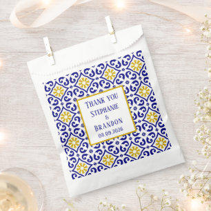 Portuguese Tiles Blue Mediterranean Wedding Favour Bags