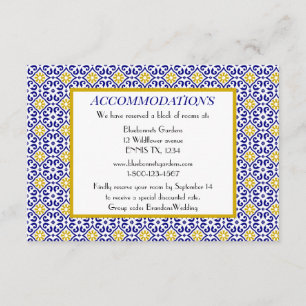 Portuguese tiles Blue Wedding Accommodations Enclosure Card