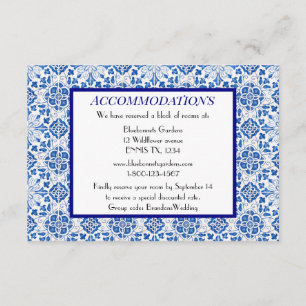 Portuguese tiles Blue Wedding Accommodations Enclosure Card