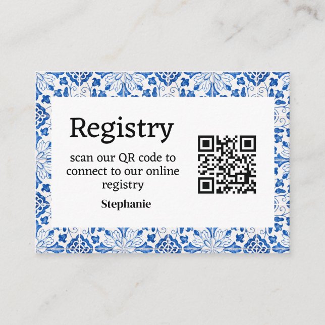 Portuguese tiles Bridal shower Registry Enclosure  (Front)