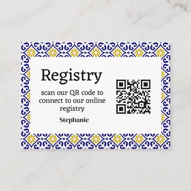 Portuguese tiles Bridal shower Registry Enclosure  (Front)