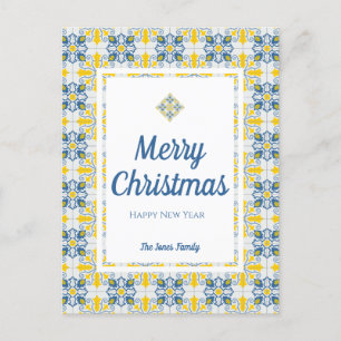 Portuguese tiles family photo Christmas card