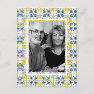 Portuguese tiles family photo frame Christmas card