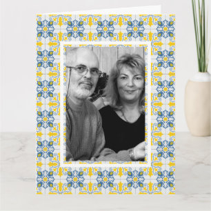 Portuguese tiles family photo frame Christmas card