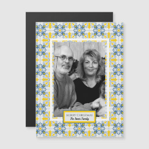 Portuguese tiles family photo frame Christmas card